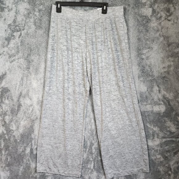 JM Collection Wide Leg Flare Pants Womens L Silver Shiny Pull On Stretch New - Picture 2 of 10